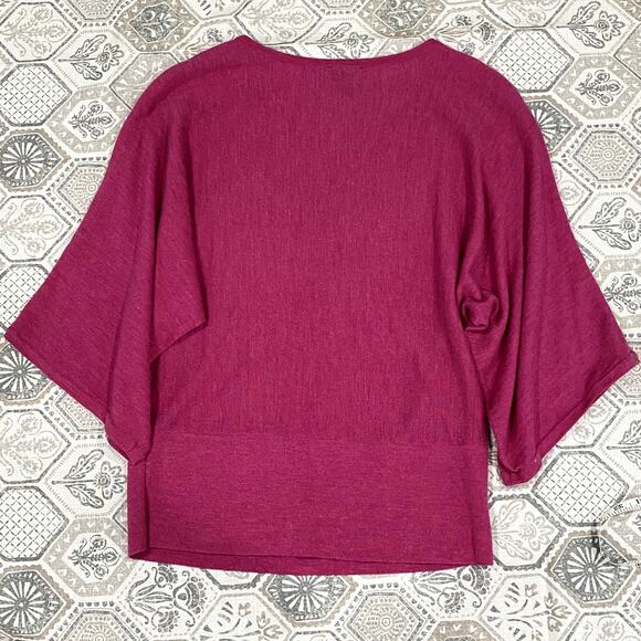 Fuschia Pink Wool Pullover Sweater Top by Talbots Size Medium Petite - Picture 2 of 7